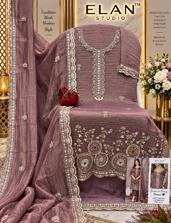 ELAN STUDIO D.NO E-68 WHOLESALE SALSA HEAVY BEADS WORK ELEGANT UNSTITCH SALWAR SUITS EXPORTER