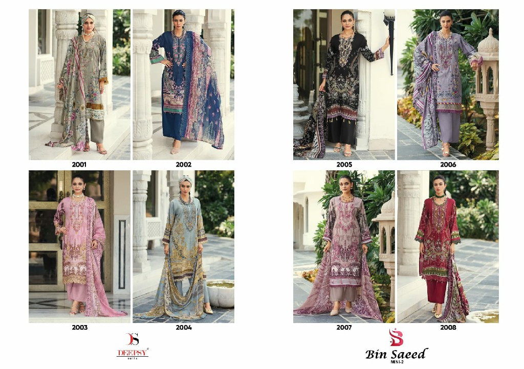 DEEPSY SUITS BIN SAEED MINI VOL 2 WHOLESALE LAWN COTTON WITH WORK CLASSIC LOOK UNSTITCH SALWAR KAMEEZ FOR EXPORT