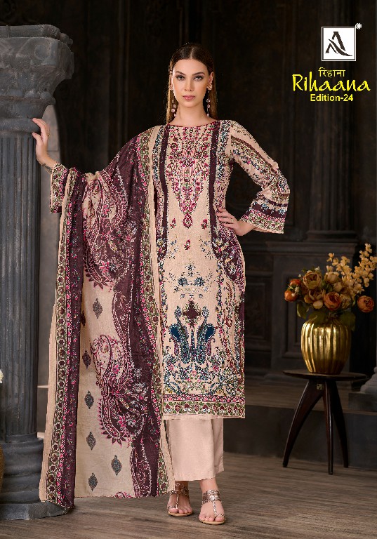 ALOK SUIT RIHAANA VOL 24 WHOLESALE CAMBRIC COTTON PAKISTANI PRINT WITH WORK UNSTITCH SALWAR SUITS SUPPLIER