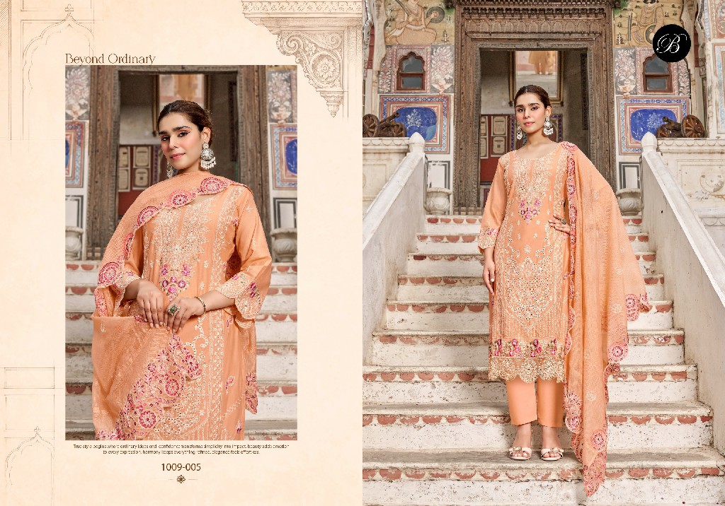 BELLIZA KHWAISH VOL 2 WHOLESALE PURE COTTON LAWN HEAVY KARACHI WORK UNSTITCH SALWAR SUITS EXPORTER
