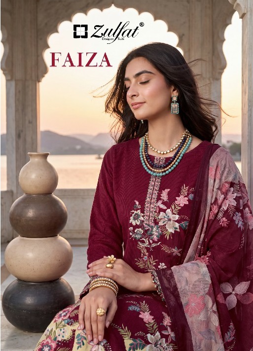 ZULFAT FAIZA WHOLESALE PURE JAM COTTON EXCLUSIVE DESIGN UNSTITCH SALWAR SUITS FOR EXPORT
