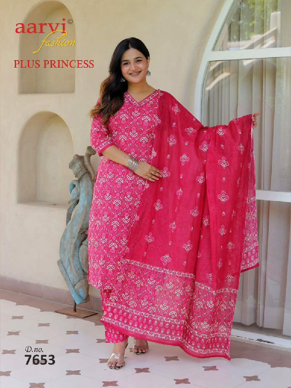 AARVI FASHION PLUS PRINCESS VOL 6 WHOLESALE READYMADE COTTON PRINTED BIG SIZE DAILY WEAR 3 PCS SUITS EXPORTER
