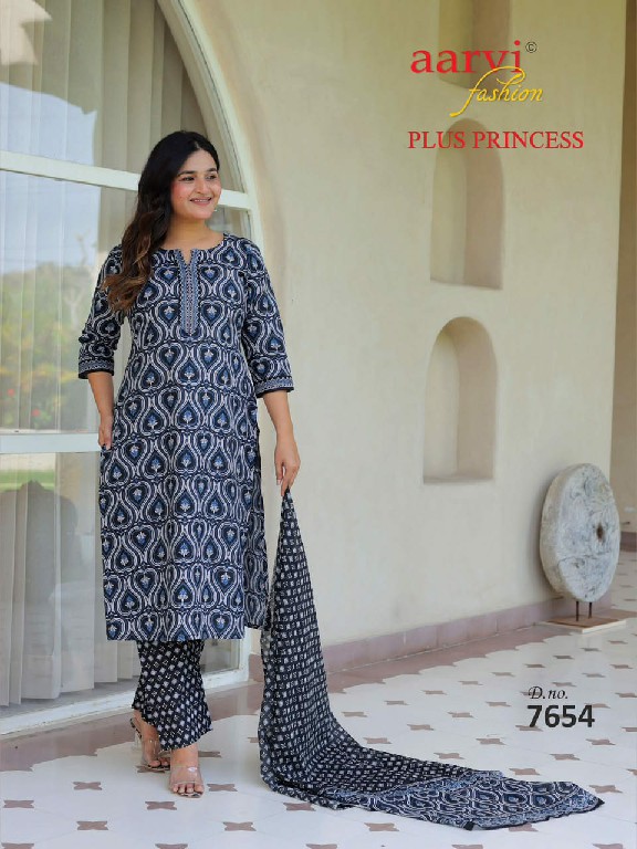 AARVI FASHION PLUS PRINCESS VOL 6 WHOLESALE READYMADE COTTON PRINTED BIG SIZE DAILY WEAR 3 PCS SUITS EXPORTER