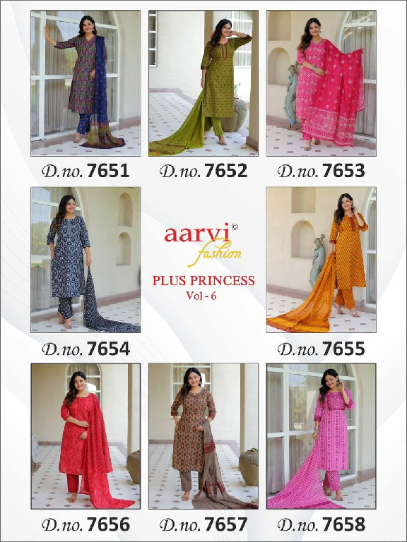 AARVI FASHION PLUS PRINCESS VOL 6 WHOLESALE READYMADE COTTON PRINTED BIG SIZE DAILY WEAR 3 PCS SUITS EXPORTER