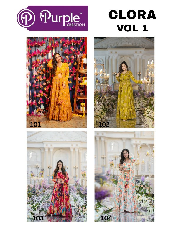 PURPLE CREATION CLORA VOL 1 WHOLESALE READYMADE AIR TEX CHINON BIG SIZE STYLISH INDO WESTERN DRESS FOR WOMEN ONLINE