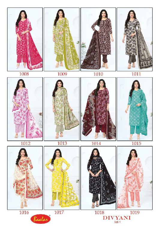 BAALAR DIVYANI VOL 1 WHOLESALE COTTON PRINTED DAILY WEAR DRESS MATERIAL ONLINE