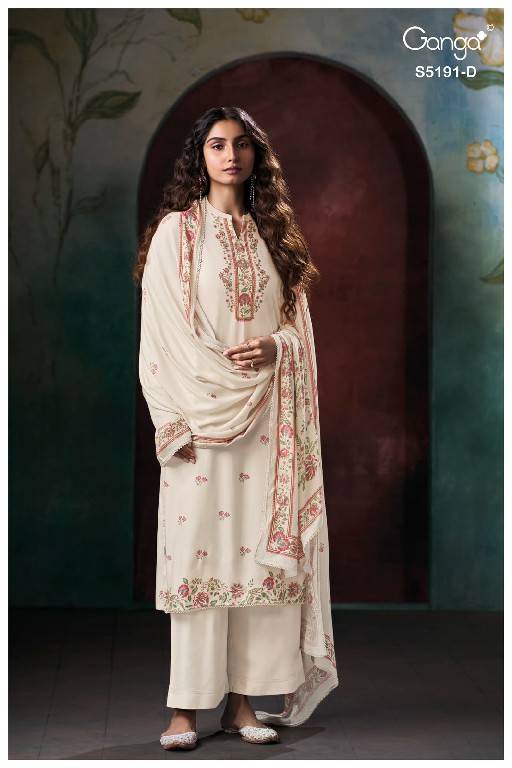 GANGA CHIRASVI S5191 WHOLESALE PURE WOOL PASHMINA WINTER WEAR UNSTITCH SALWAR SUITS SUPPLIER