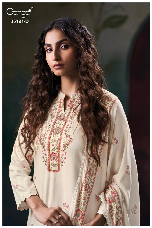 GANGA CHIRASVI S5191 WHOLESALE PURE WOOL PASHMINA WINTER WEAR UNSTITCH SALWAR SUITS SUPPLIER