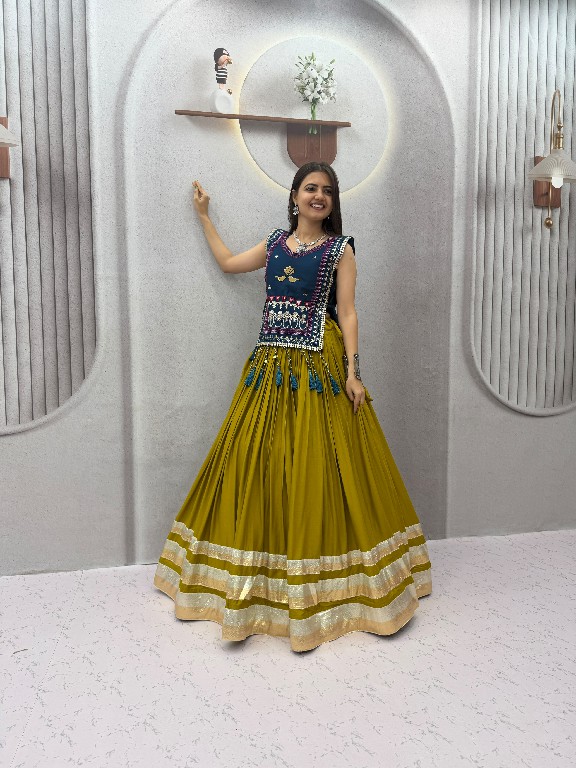 PRISHA CREATION D.NO PC-608 WHOLESALE READYMADE COTTON NAVRATRI SPECIAL HAND WORK LEHENGA CHOLI WITH KOTI FOR EXPORT