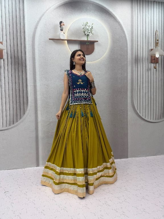 PRISHA CREATION D.NO PC-608 WHOLESALE READYMADE COTTON NAVRATRI SPECIAL HAND WORK LEHENGA CHOLI WITH KOTI FOR EXPORT