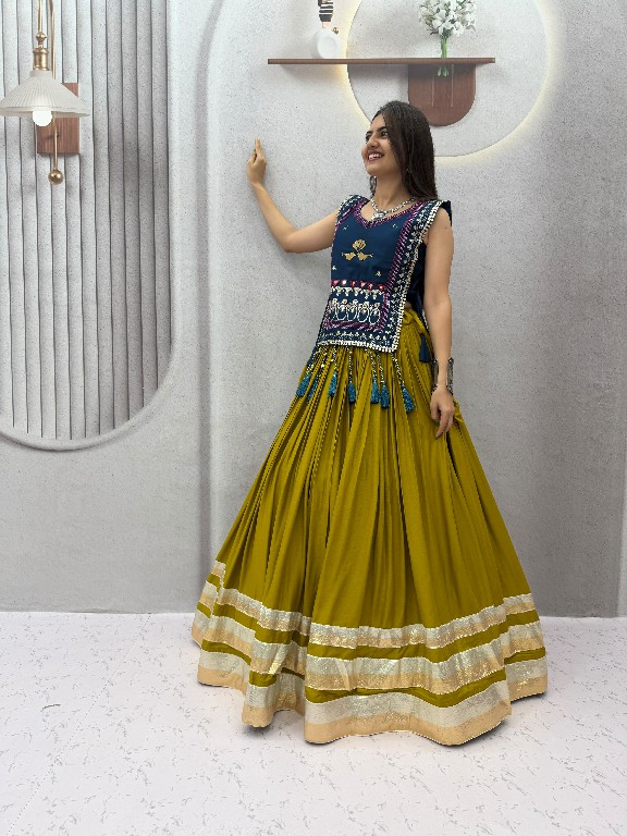 PRISHA CREATION D.NO PC-608 WHOLESALE READYMADE COTTON NAVRATRI SPECIAL HAND WORK LEHENGA CHOLI WITH KOTI FOR EXPORT