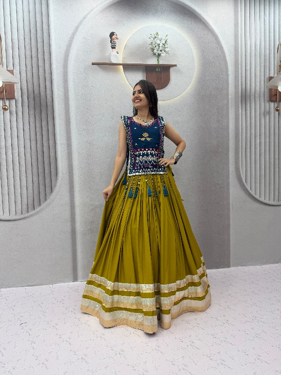 PRISHA CREATION D.NO PC-608 WHOLESALE READYMADE COTTON NAVRATRI SPECIAL HAND WORK LEHENGA CHOLI WITH KOTI FOR EXPORT