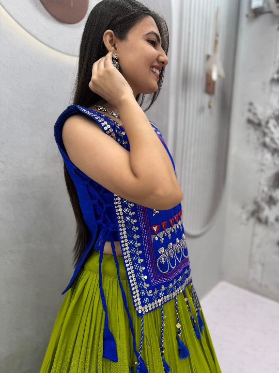PRISHA CREATION D.NO PC-608 WHOLESALE READYMADE COTTON NAVRATRI SPECIAL HAND WORK LEHENGA CHOLI WITH KOTI FOR EXPORT