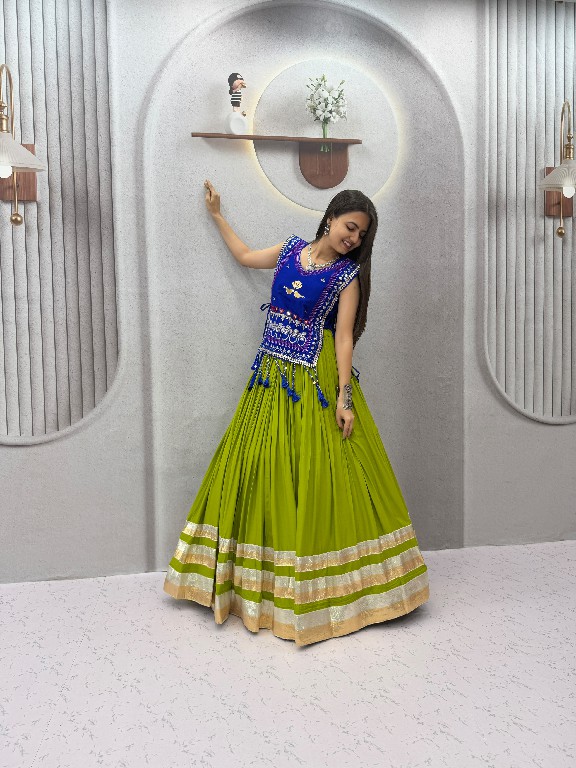 PRISHA CREATION D.NO PC-608 WHOLESALE READYMADE COTTON NAVRATRI SPECIAL HAND WORK LEHENGA CHOLI WITH KOTI FOR EXPORT