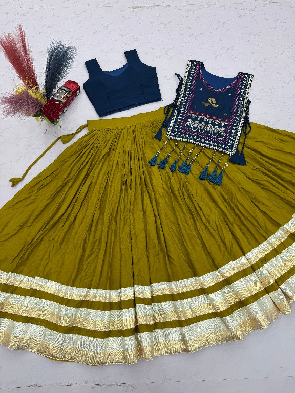 PRISHA CREATION D.NO PC-608 WHOLESALE READYMADE COTTON NAVRATRI SPECIAL HAND WORK LEHENGA CHOLI WITH KOTI FOR EXPORT