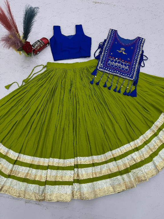 PRISHA CREATION D.NO PC-608 WHOLESALE READYMADE COTTON NAVRATRI SPECIAL HAND WORK LEHENGA CHOLI WITH KOTI FOR EXPORT
