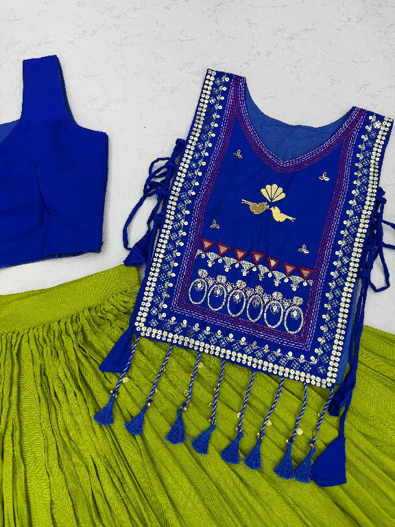 PRISHA CREATION D.NO PC-608 WHOLESALE READYMADE COTTON NAVRATRI SPECIAL HAND WORK LEHENGA CHOLI WITH KOTI FOR EXPORT
