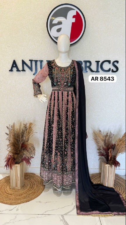 ANJU FAB D.NO AR 8543-8546-8547-8554 WHOLESALE READYMADE PURE CHINON CHIFFON BIG SIZE DESIGNER ANARKALI GOWN WITH DUPATTA COMBO FOR WOMEN ONLINE