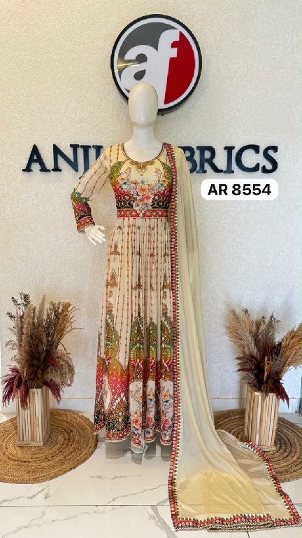 ANJU FAB D.NO AR 8543-8546-8547-8554 WHOLESALE READYMADE PURE CHINON CHIFFON BIG SIZE DESIGNER ANARKALI GOWN WITH DUPATTA COMBO FOR WOMEN ONLINE