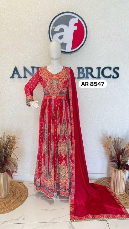 ANJU FAB D.NO AR 8543-8546-8547-8554 WHOLESALE READYMADE PURE CHINON CHIFFON BIG SIZE DESIGNER ANARKALI GOWN WITH DUPATTA COMBO FOR WOMEN ONLINE