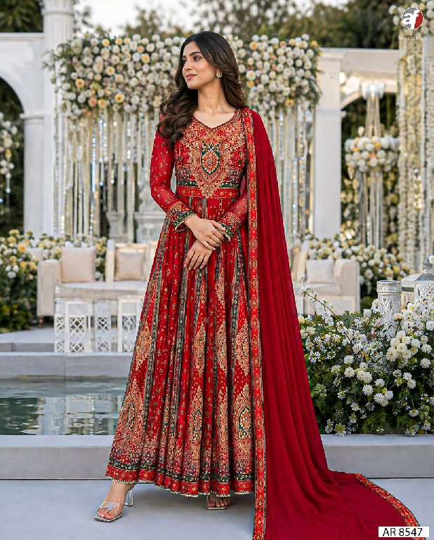 ANJU FAB D.NO AR 8543-8546-8547-8554 WHOLESALE READYMADE PURE CHINON CHIFFON BIG SIZE DESIGNER ANARKALI GOWN WITH DUPATTA COMBO FOR WOMEN ONLINE