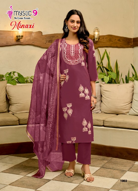 MYSTIC 9 MINAXI VOL 1 WHOLESALE READYMADE PREMIUM COTTON DHABU PRINTED CLASSIC 3 PCS SUITS EXPORTER