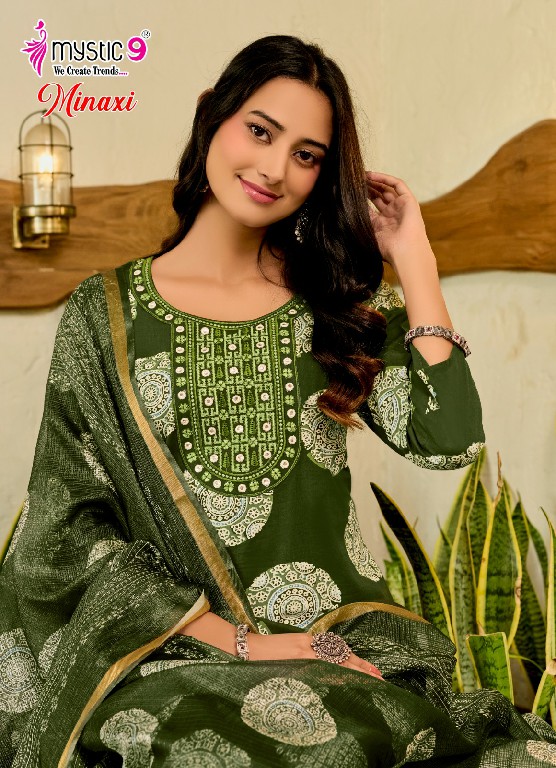 MYSTIC 9 MINAXI VOL 1 WHOLESALE READYMADE PREMIUM COTTON DHABU PRINTED CLASSIC 3 PCS SUITS EXPORTER