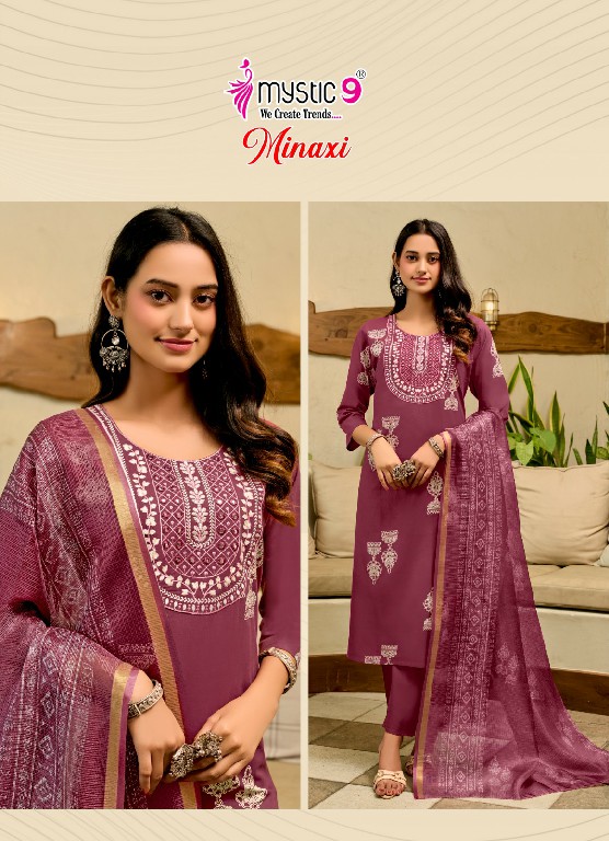 MYSTIC 9 MINAXI VOL 1 WHOLESALE READYMADE PREMIUM COTTON DHABU PRINTED CLASSIC 3 PCS SUITS EXPORTER