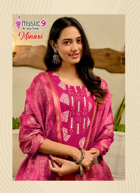 MYSTIC 9 MINAXI VOL 1 WHOLESALE READYMADE PREMIUM COTTON DHABU PRINTED CLASSIC 3 PCS SUITS EXPORTER