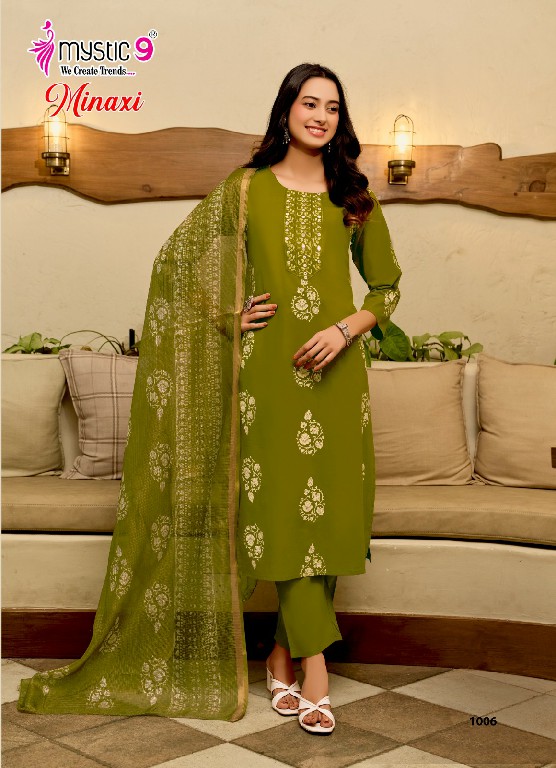 MYSTIC 9 MINAXI VOL 1 WHOLESALE READYMADE PREMIUM COTTON DHABU PRINTED CLASSIC 3 PCS SUITS EXPORTER