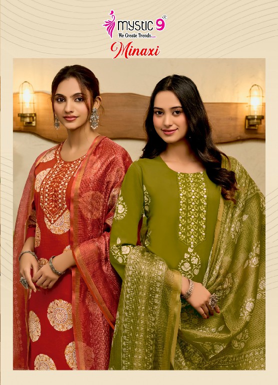 MYSTIC 9 MINAXI VOL 1 WHOLESALE READYMADE PREMIUM COTTON DHABU PRINTED CLASSIC 3 PCS SUITS EXPORTER