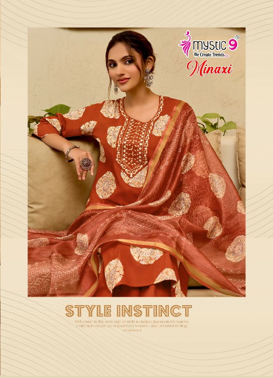 MYSTIC 9 MINAXI VOL 1 WHOLESALE READYMADE PREMIUM COTTON DHABU PRINTED CLASSIC 3 PCS SUITS EXPORTER