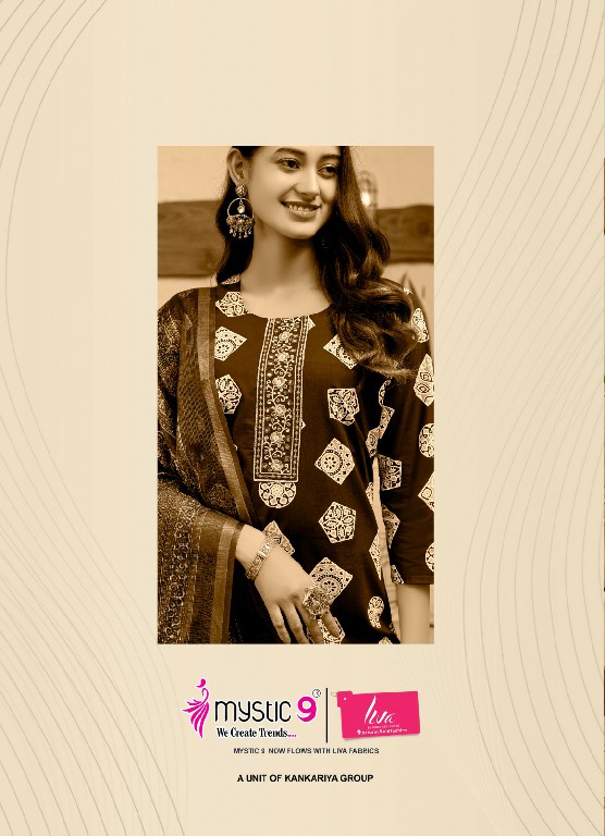 MYSTIC 9 MINAXI VOL 1 WHOLESALE READYMADE PREMIUM COTTON DHABU PRINTED CLASSIC 3 PCS SUITS EXPORTER