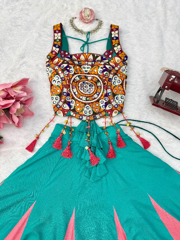 SP SERIES D.NO SP-102 WHOLESALE HEAVY RAYON ELEGANCE NAVRATRI STYLE LEHENGA CHOLI FOR EXPORT