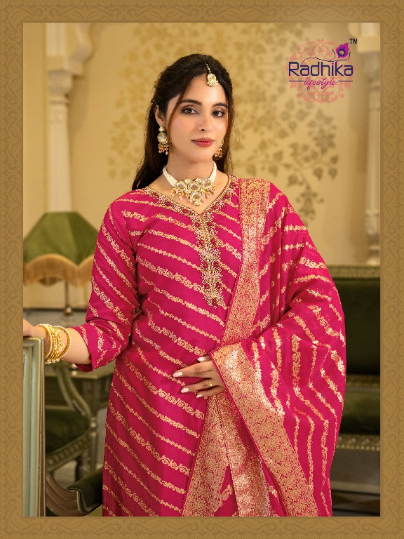 RADHIKA LIFESTYLE RANG VOL 2 WHOLESALE READYMADE DOLA SILK JACQUARD BEAUTIFUL 3 PCS SUITS EXPORTER