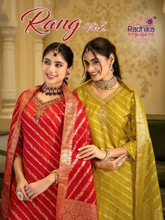RADHIKA LIFESTYLE RANG VOL 2 WHOLESALE READYMADE DOLA SILK JACQUARD BEAUTIFUL 3 PCS SUITS EXPORTER