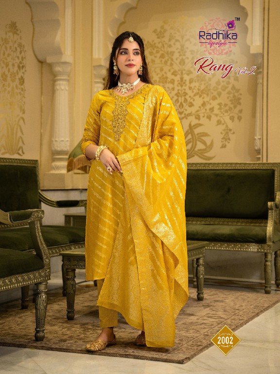 RADHIKA LIFESTYLE RANG VOL 2 WHOLESALE READYMADE DOLA SILK JACQUARD BEAUTIFUL 3 PCS SUITS EXPORTER