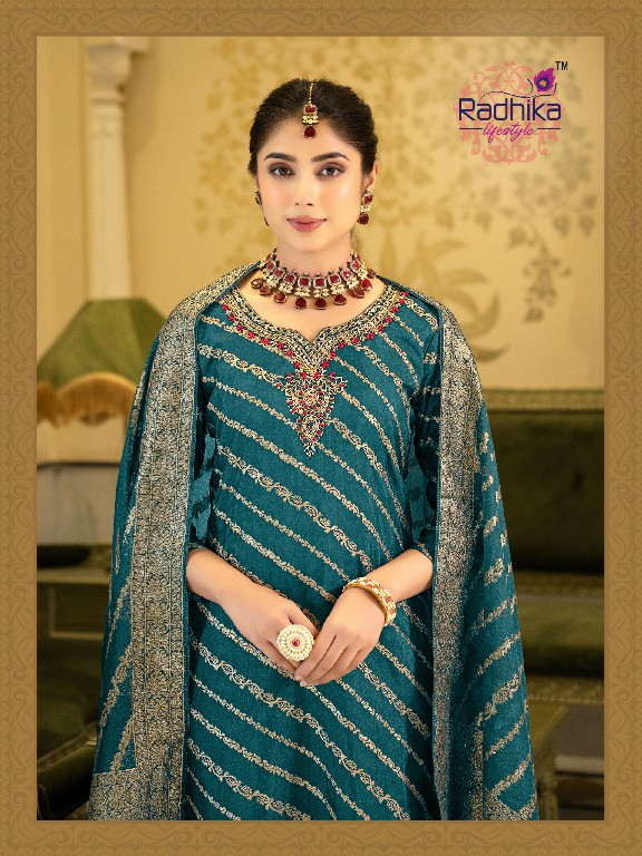 RADHIKA LIFESTYLE RANG VOL 2 WHOLESALE READYMADE DOLA SILK JACQUARD BEAUTIFUL 3 PCS SUITS EXPORTER