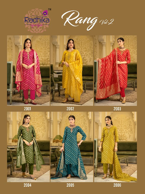RADHIKA LIFESTYLE RANG VOL 2 WHOLESALE READYMADE DOLA SILK JACQUARD BEAUTIFUL 3 PCS SUITS EXPORTER
