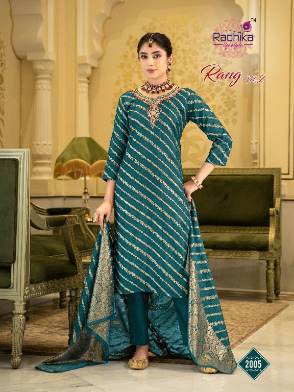 RADHIKA LIFESTYLE RANG VOL 2 WHOLESALE READYMADE DOLA SILK JACQUARD BEAUTIFUL 3 PCS SUITS EXPORTER