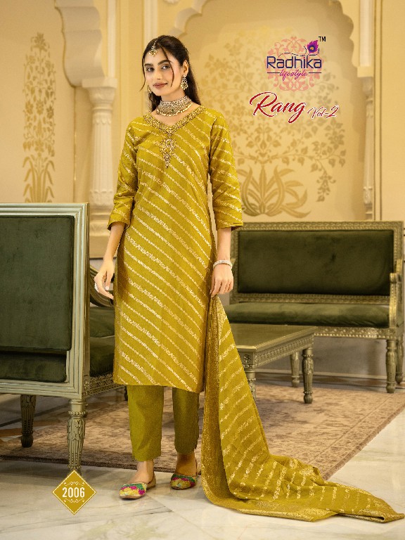 RADHIKA LIFESTYLE RANG VOL 2 WHOLESALE READYMADE DOLA SILK JACQUARD BEAUTIFUL 3 PCS SUITS EXPORTER