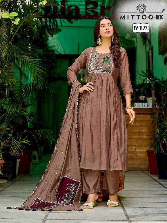 MITTOO NX D.NO 1067-1077-1127 WHOLESALE READYMADE MULL CHANDERI WITH WORK PRETTY LOOK 3 PCS COMBO SET SUITS FOR EXPORT