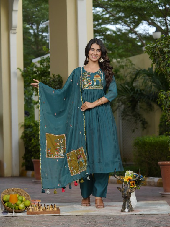 MITTOO NX D.NO 1067-1077-1127 WHOLESALE READYMADE MULL CHANDERI WITH WORK PRETTY LOOK 3 PCS COMBO SET SUITS FOR EXPORT