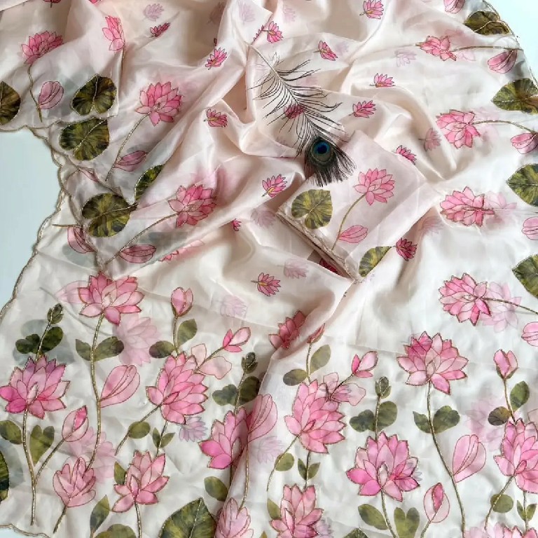 TEXTILEDEAL JR PRESENT SOFT TEBY SILK ELEGANT FLORAL DIGITAL PRINT INDIAN SAREES FOR EXPORT