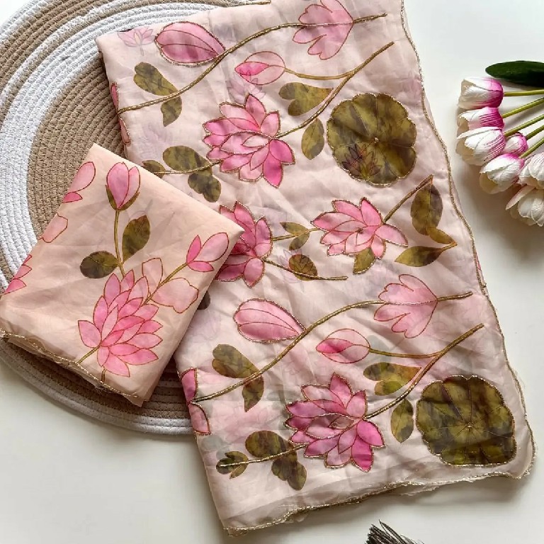 TEXTILEDEAL JR PRESENT SOFT TEBY SILK ELEGANT FLORAL DIGITAL PRINT INDIAN SAREES FOR EXPORT