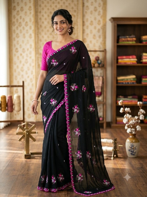 TEXTILEDEAL D.NO JR-680 WHOLESALE STAR GEORGETTE WITH WORK BEAUTIFUL INDIAN SAREES FOR WOMEN SUPPLIER
