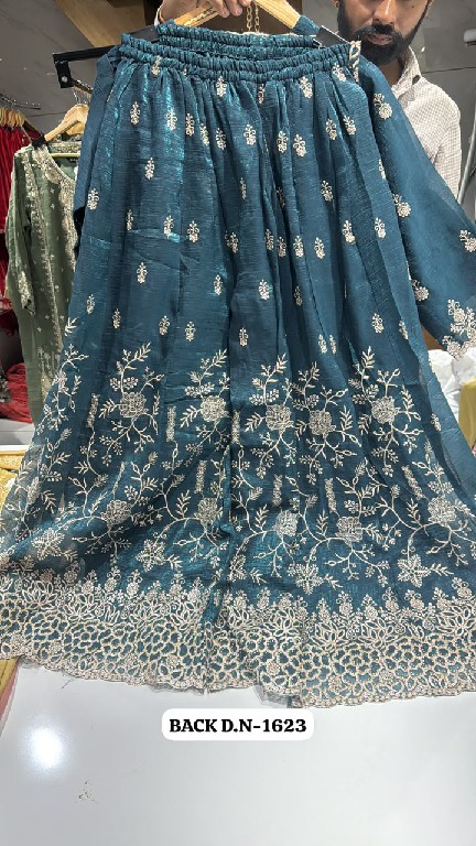 RAMSHA D.NO 1621-1622-1623 WHOLESALE READYMADE GEORGETTE PAKISTANI PLAZZO STYLE 3 PCS SUITS SUPPLIER