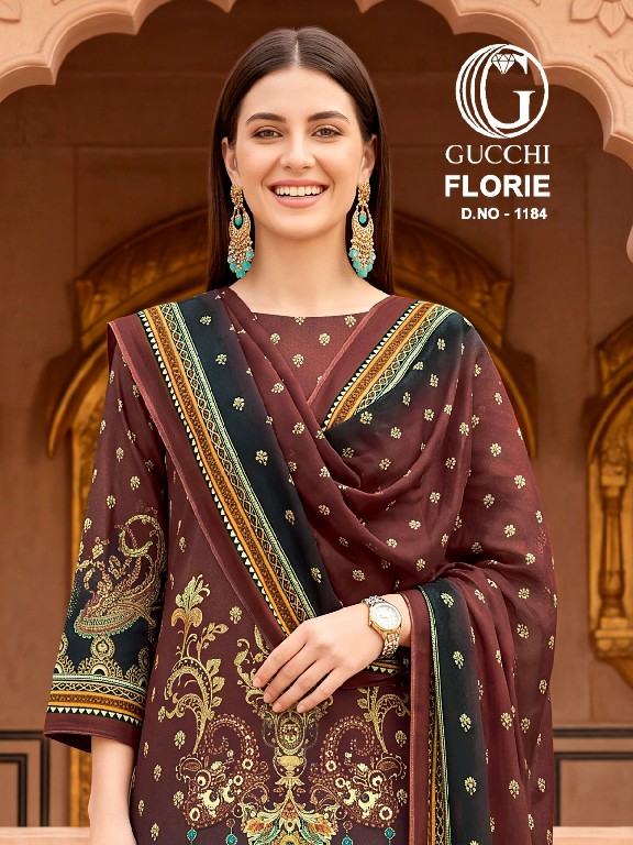 GUCCHI FLORIE D.NO 1184 WHOLESALE VISCOSE PASHMINA WINTER PRETTY LOOK UNSTITCH SALWAR SUITS ONLINE