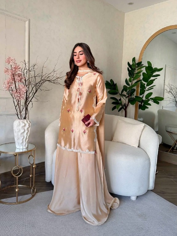 TEXTILEDEAL D.NO 6080 WHOLESALE READYMADE JAPAN SATIN PARTY WEAR TOP PLAZZO WITH DUPATTA ONLINE