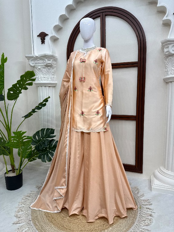 TEXTILEDEAL D.NO 6080 WHOLESALE READYMADE JAPAN SATIN PARTY WEAR TOP PLAZZO WITH DUPATTA ONLINE